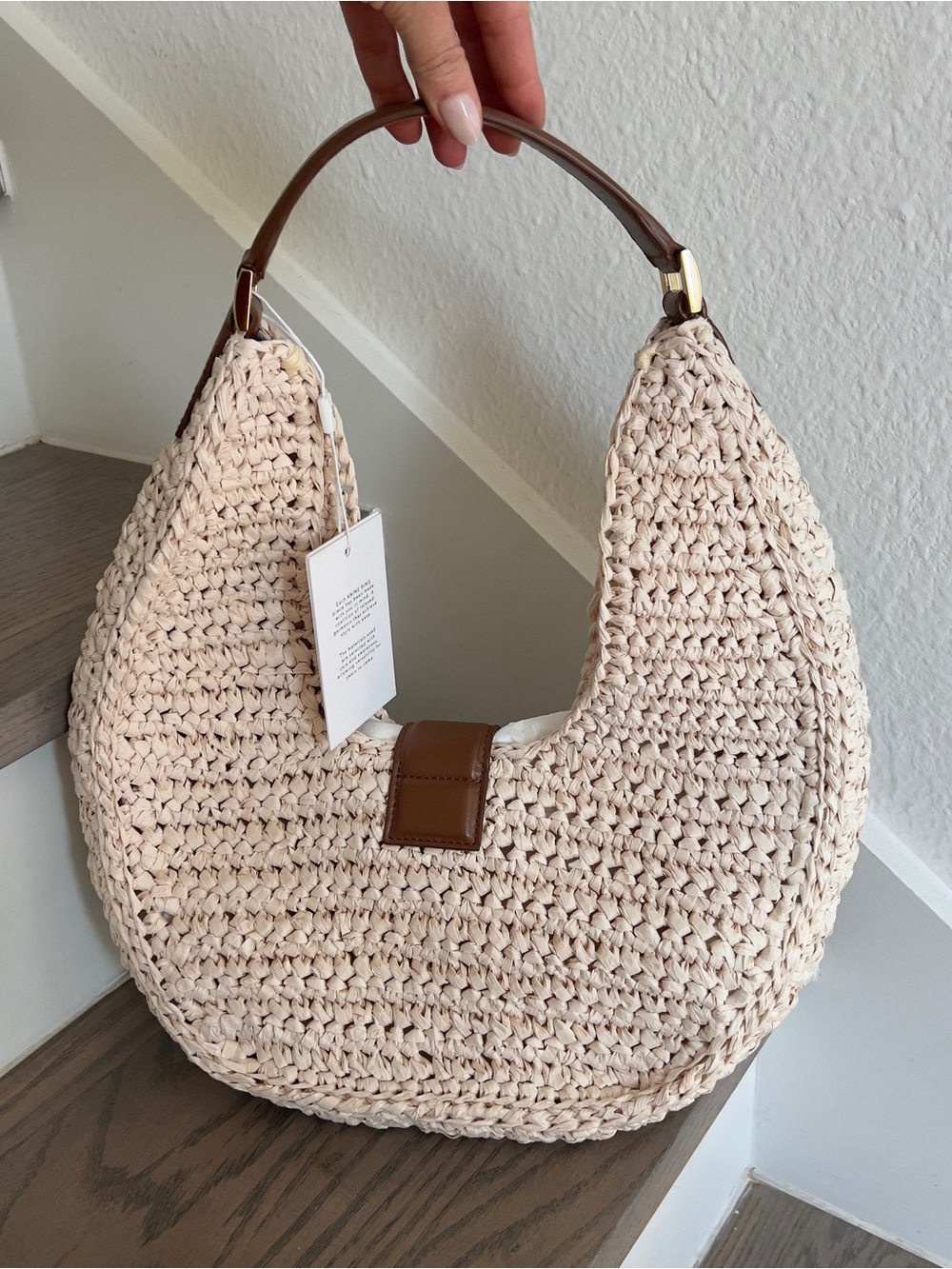 Anine Bing Raffia Lou Shoulder Bag Monogram NWT - Picture 6 of 11